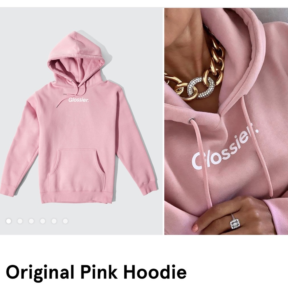 Glossier Original Pink Unisex Hoodie, XS
